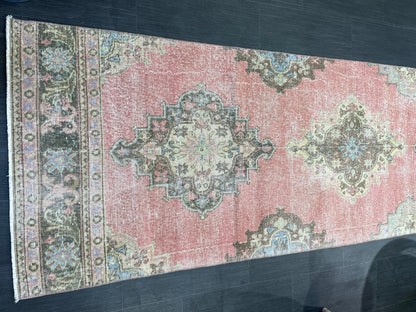 Turkish RUNNER Rug, Oushak 2.10 x 13.10 Runner Rug, Distressed Runner Rug, Wool Oushak Muted Rugs, Vintage Runner Rug,Handmade Rug Runner