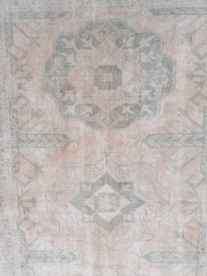 Oushak wool rug, muted large vintage rug 5'4x8'8 turkish hand made rug, bohemian rug