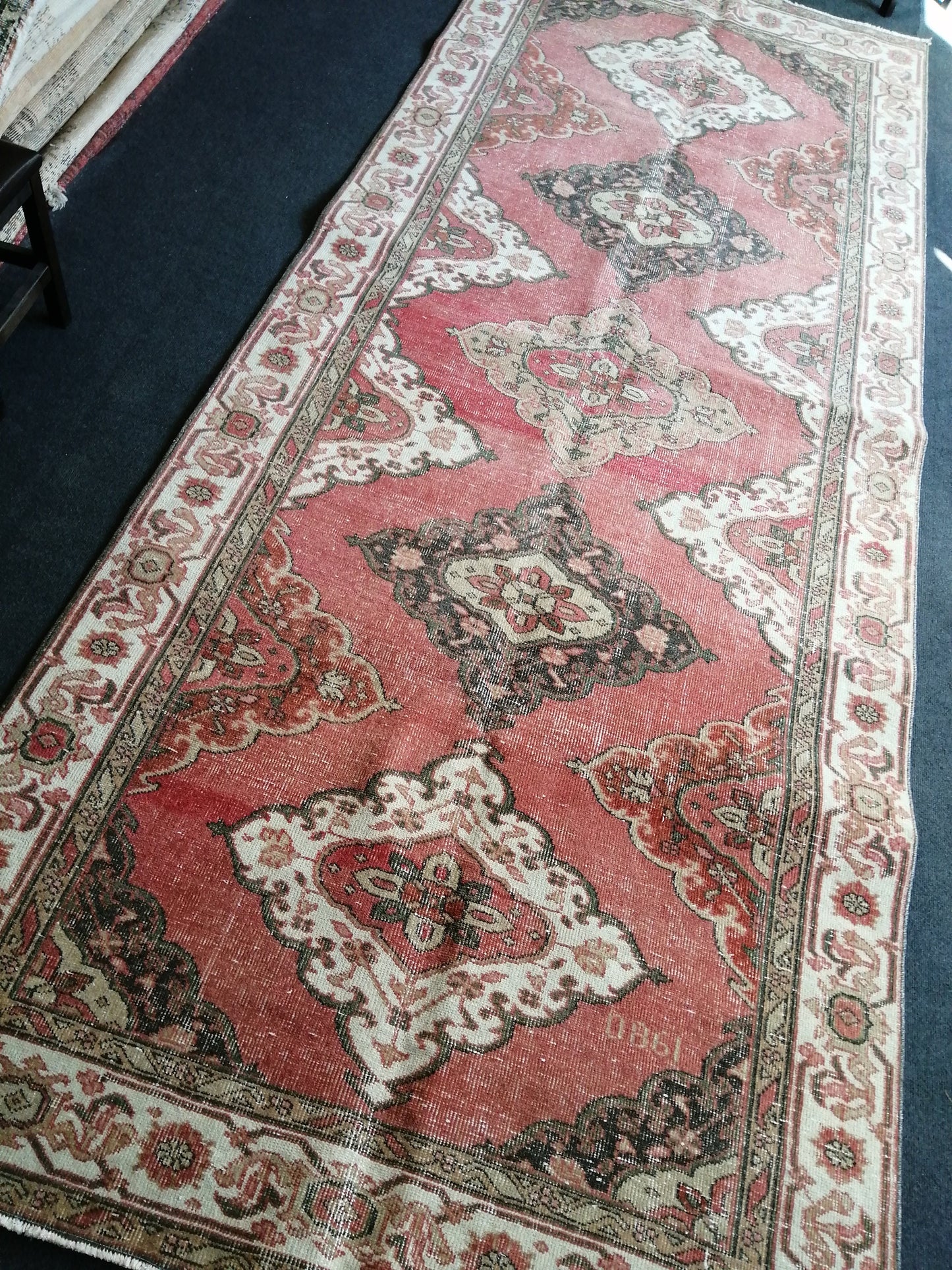 11.9 x 4.8 Oushak Runner Rug Turkish Runner Rug Vintage Runner Rug Hallway Runner Rug Kitchen Runner Rug Wool Runner Rug Wool Oushak Rug