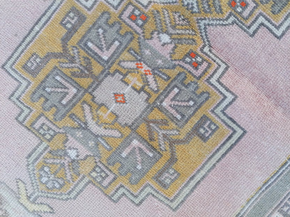 4x6.5 feet oushak turkish bathroom rug, vintage handmade wool rug, kitchen area medium size rug, living room rug, laundry rug,faded blue rug