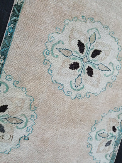 3.8 x 11.3 Oushak Runner Rug Turkish Runner Rug Vintage Runner Rug Hallway Runner Rug Kitchen Runner Rug Wool Runner Floral Oriental Runner