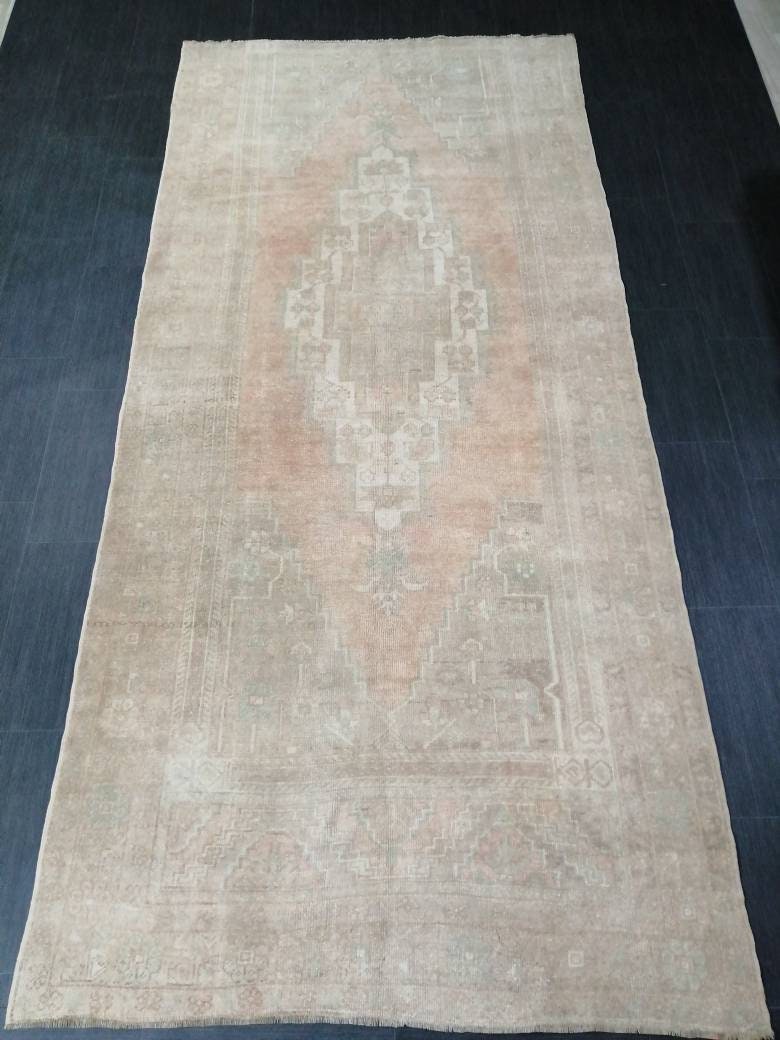 Muted Turkish Rug 5 x 10.7 Muted Oushak Rug, Oushak Rugs, Wool Oushak Rug, Muted Wool Rug, Vintage Rug, Hand Made Rug 5x11 ft