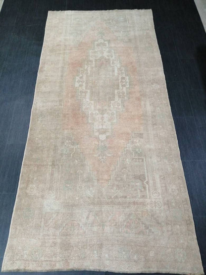 Muted Turkish Rug 5 x 10.7 Muted Oushak Rug, Oushak Rugs, Wool Oushak Rug, Muted Wool Rug, Vintage Rug, Hand Made Rug 5x11 ft