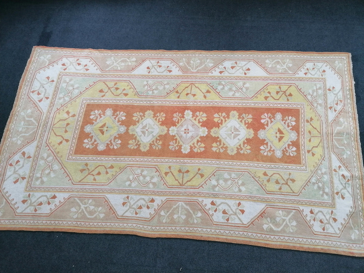 Turkish rug 9'x5' vintage turkish rug,  oushak vintage rug, kitchen rug, vintage anatolian rug,unique hand made bohemian rug