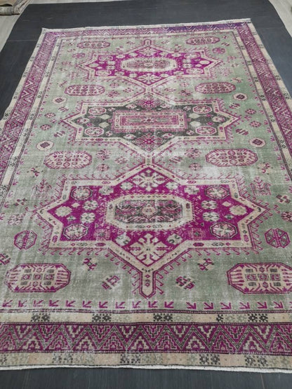 Large Area  Muted Persian RUG 7.5 x 10.5 Vintage Rug Vintage Wool Rug Wool Distressed Rug Hand Made Rugs Vintage Turkish Rug 8x11
