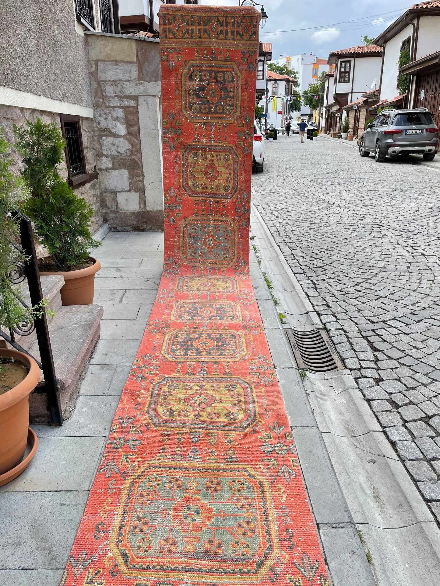 Long Vintage Runner Stairs Runner Rug 2.6 x 22.3 Handmade Runner Rug XL Oriental Runner Rug Staircase Hand Knotted Runner rug
