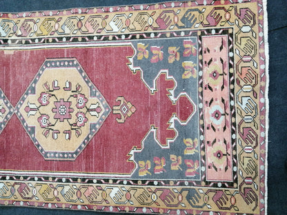 3.4 x 9.9 Vintage Oushak Runner Rug Turkish Runner Rug Vintage Runner Rug Hallway Runner Rug Kitchen Runner Rug Wool Runner Rug