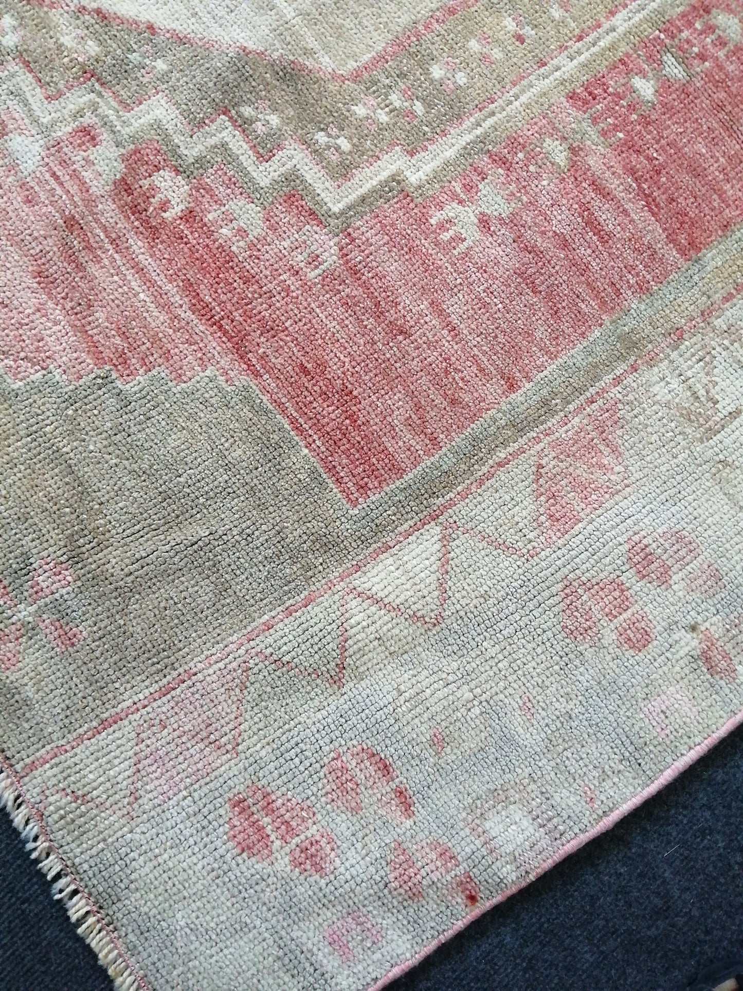 MUTED OUSHAK RUG 5x8 Faded Wool Rug, Turkish Oushak Rug, Farmhouse Rug, Vintage Rug, Oriental Rug Pink Wool rug