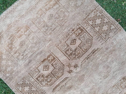 Neatural turkish wool rug, oushak hand made rug 4x6'3 living room rug