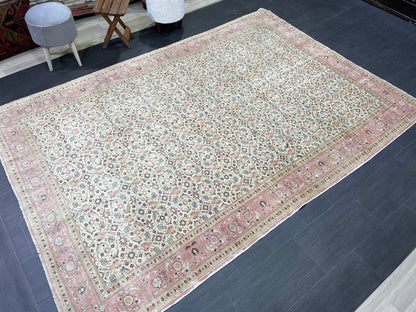 Persian RUG Hand Knotted 6.4 x 9.3 Rug Vintage Oushak Rug Vintage Quality Rug Wool Fine Knotted Rug Handmade Rug Vintage Turkish Rug