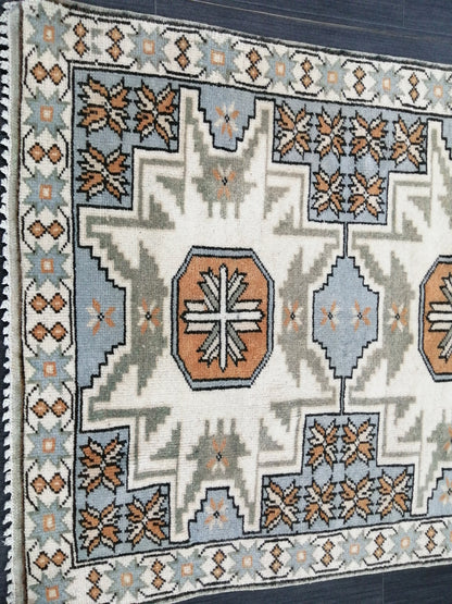 Hand Made Rugs 4.5 x 2.6 Vintage Turkish Rug OUSHAK RUG TURKISH Oushak Rug Vintage Oushak Runner Rug Small Vintage Rug