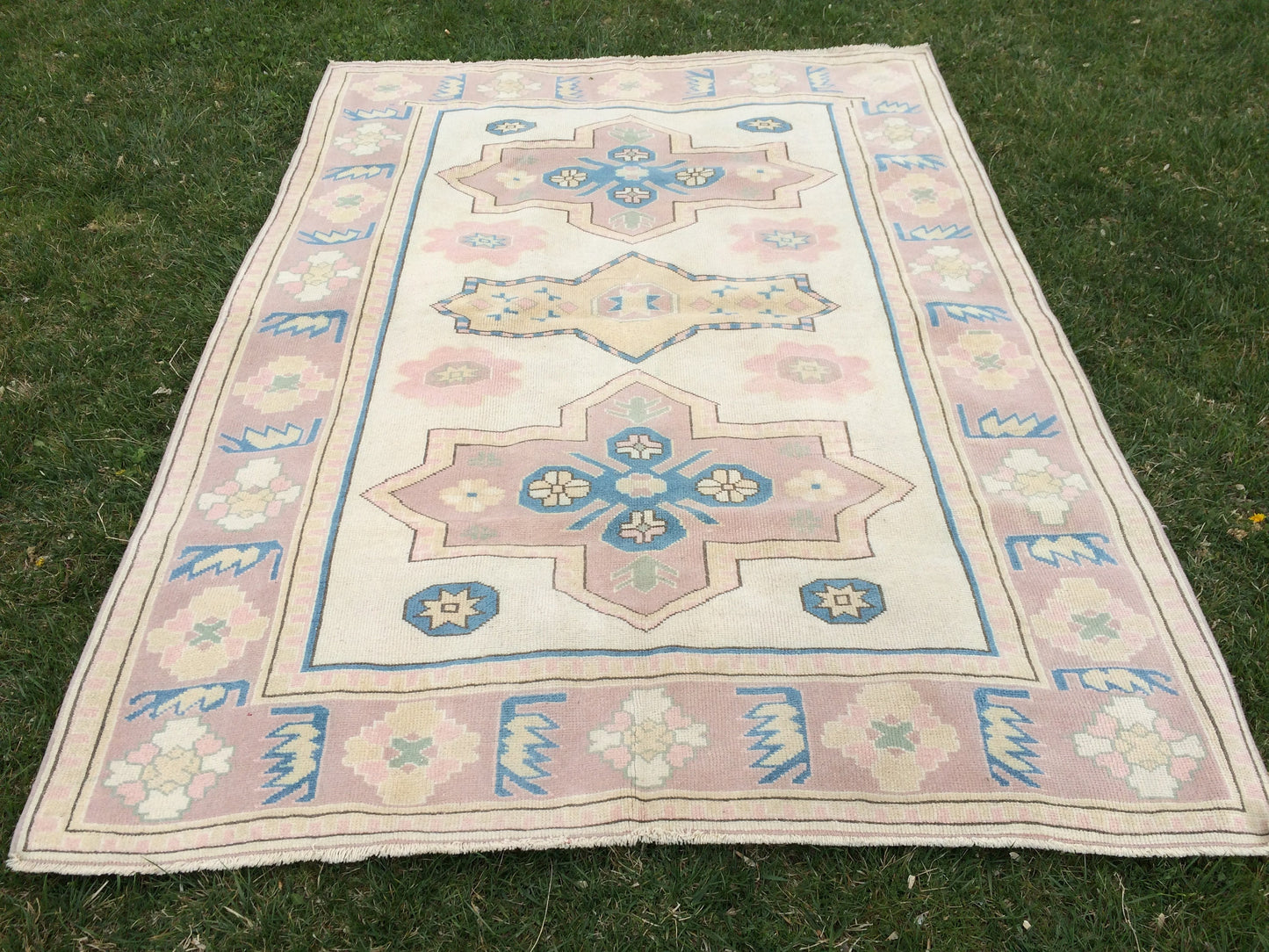 WOOL Area Rug, Handmade Rug, Muted Rug, Oushak Rug,Muted Vintage Persian Rug Vintage Turkish Rugs, Oushak Rug, Turkish 5.2 x 7.3 Rug