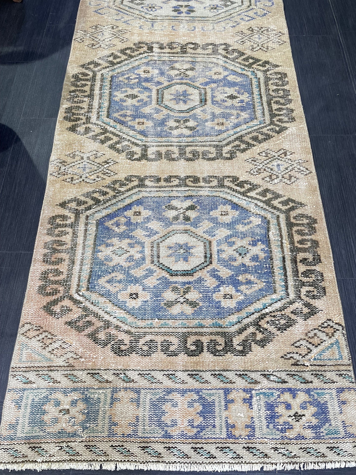 Distressed Antique Runner Rug 2.9 x 11.4 Turkish Runner Rug Vintage Runner Rug Old Hallway Runner Rug Kitchen Runner Rug Wool Runner Rug