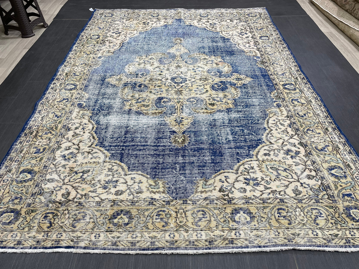 Large Distressed OUSHAK RUG 6.7 x 9.5 TURKISH Oriental Rug Vintage Persian Rug Vintage Rug Wool Oushak Rug Hand Made Rug Vintage Turkish Rug