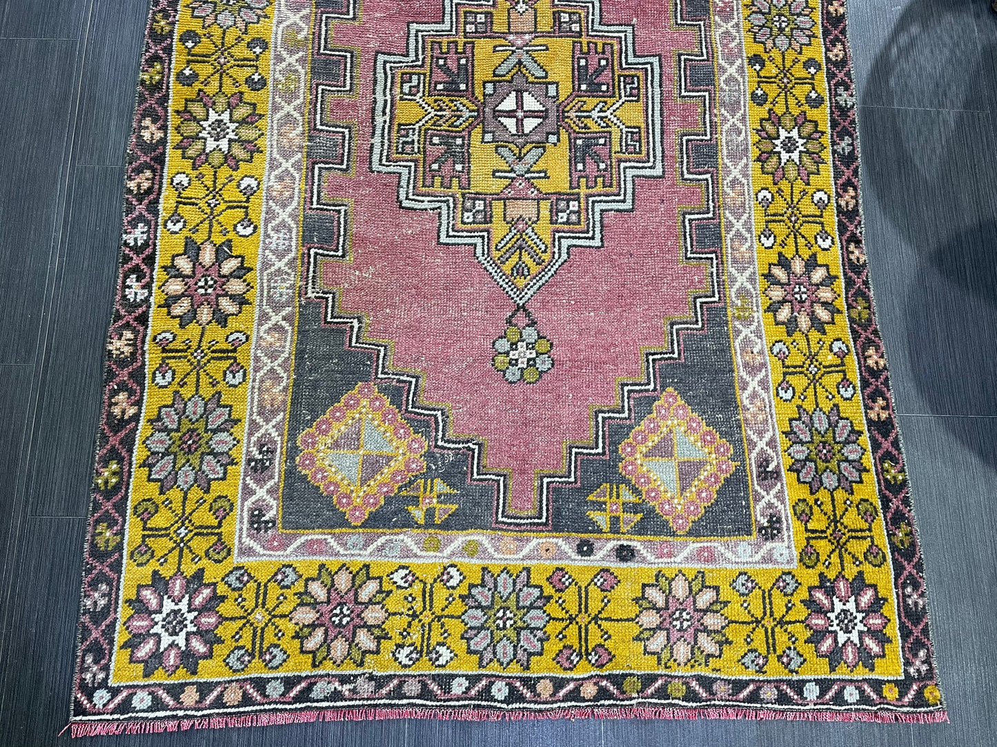 Vintage Rug, Turkish 3.7 x 7 Rug Oushak Rug, Handmade Rug, Muted Rug, Vintage Turkish Rug, Farmhouse Rug, Vintage Rug, Wool rug