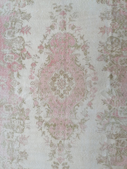 Large turkısh vıntage rug 9'4x5'6 vıntage oushak rug, anatolıa wool rug, kıtchen hand mede rug