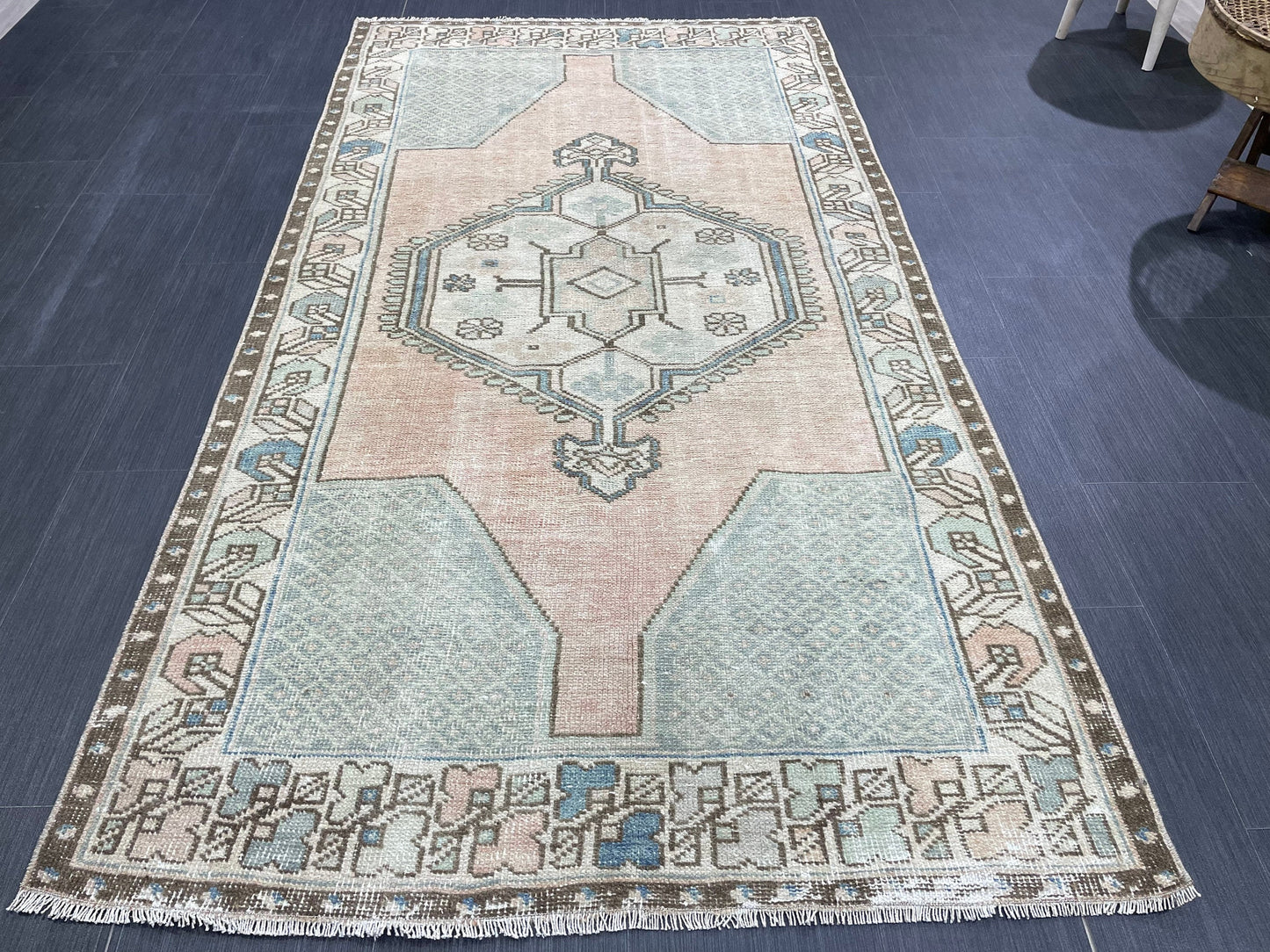 Handmade Rug, Hand Knotted 3.8 x 7 Rug, Oushak Rug, Rustic Rug, Bohemian Rug, Turkish Rug, Antique Rug, Vintage Rug, Wool rug