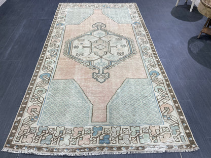 Handmade Rug, Hand Knotted 3.8 x 7 Rug, Oushak Rug, Rustic Rug, Bohemian Rug, Turkish Rug, Antique Rug, Vintage Rug, Wool rug