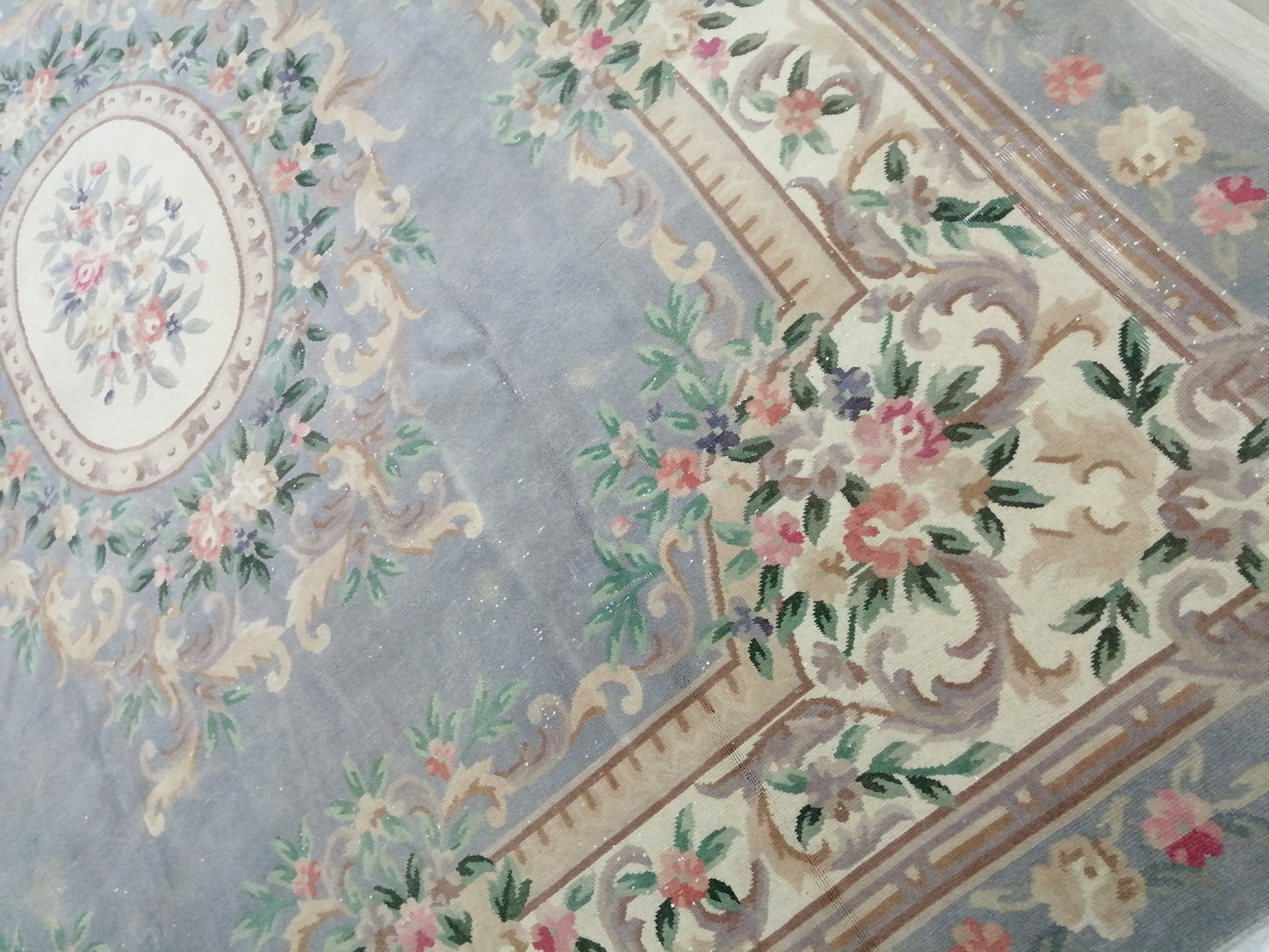 10 x 12.8 Hand Knotted Rug, Vintage  LARGE Rug, Handmade Rug, Floral Rug Rustic Rug Muted Large Rug, Nepal Rug  Fun Wool Rug 10x13 10x12