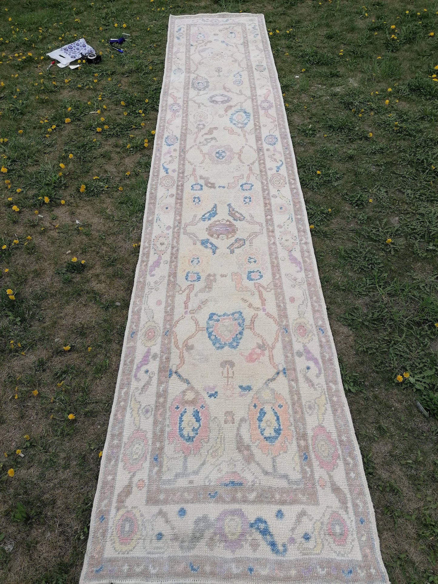 Oushak wool runner rug 2'10x14'5 turkish new production oushak runner, hallway runner rug