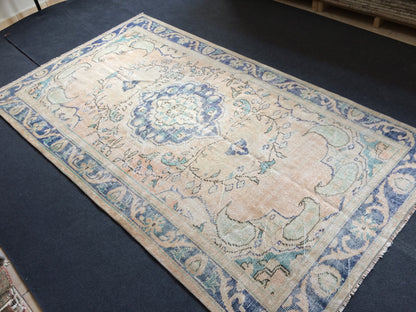 5.2 x 9.3 Large Area OUSHAK RUG TURKISH Oriental Rug Vintage Persian Rug Vintage 5x9 Rug Wool Oushak Rug Hand Made Rugs Vintage Turkish Rug