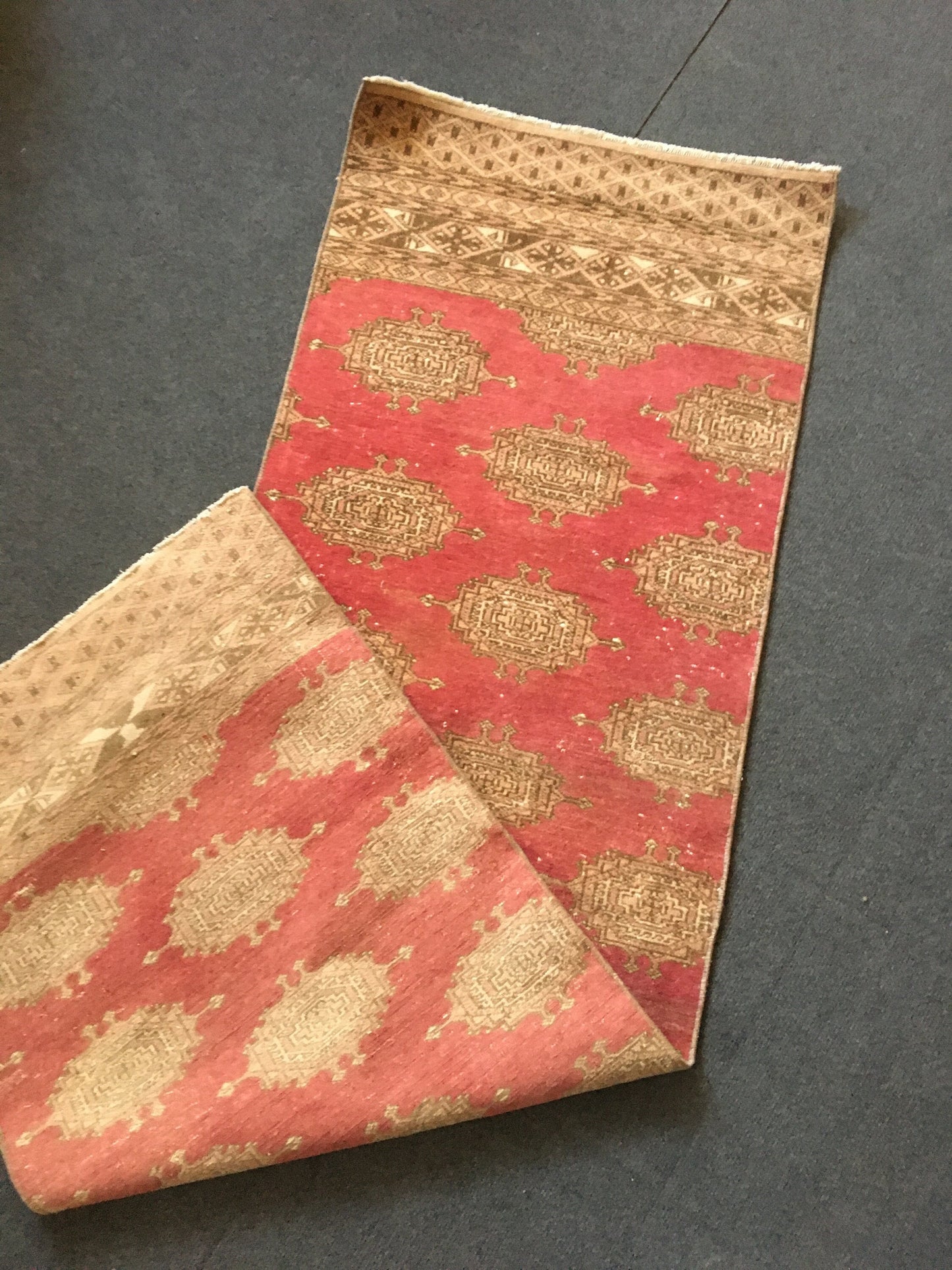 2x6 feet red handmade persian long runner, vintage wool muted runner, living room runner, entryway brown mini runner, kitchen floor runner