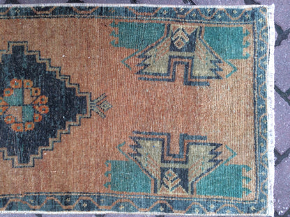 Vintage  Rug Small Area Turkish  Rug, Oushak Rug,Handmade Rug Hand Made Rug Hand Knotted Rug Vintage Mat