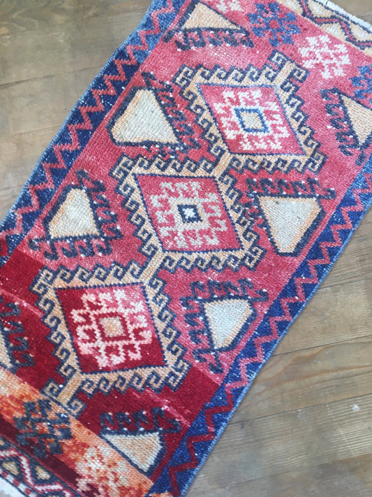 1.5 x 2.9 feet handmade dark colors kitchen small rug, vintage living room small area