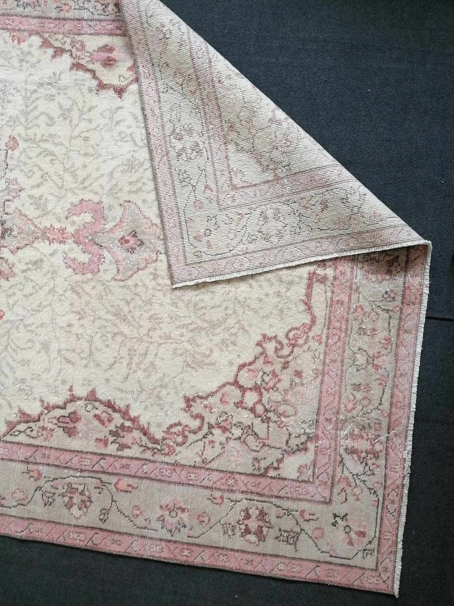 5.5x9.7 Large vintage pink pastel rug  oushak handmade wool rug, muted area rug, bohemian rug