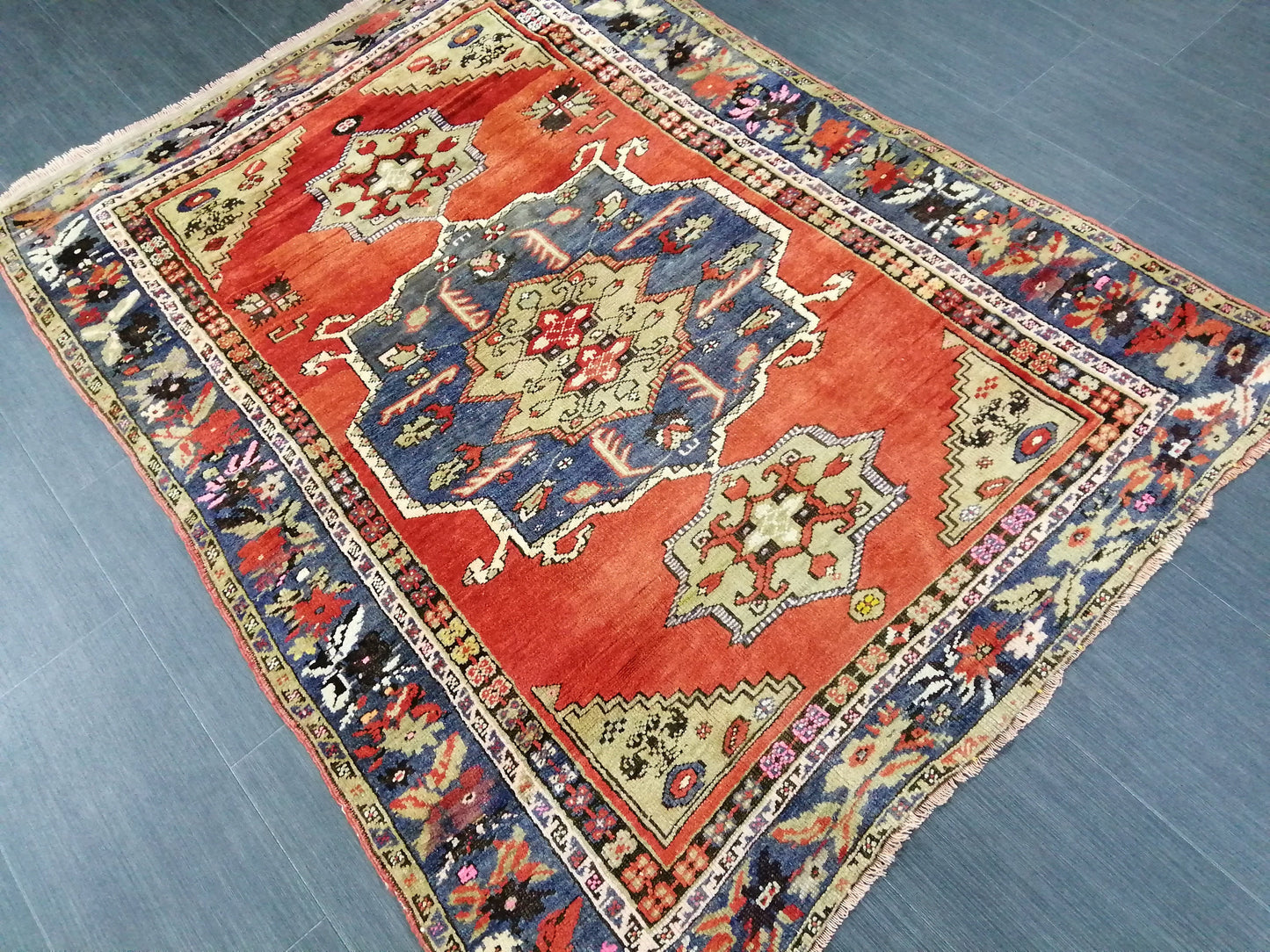 High Wool Pile Antique RUG 4 x 5.6 TURKISH Oushak Rug Vintage Oushak Rug Hand Made Rugs Vintage Turkish Rug Antique Oriental Rug 4x6