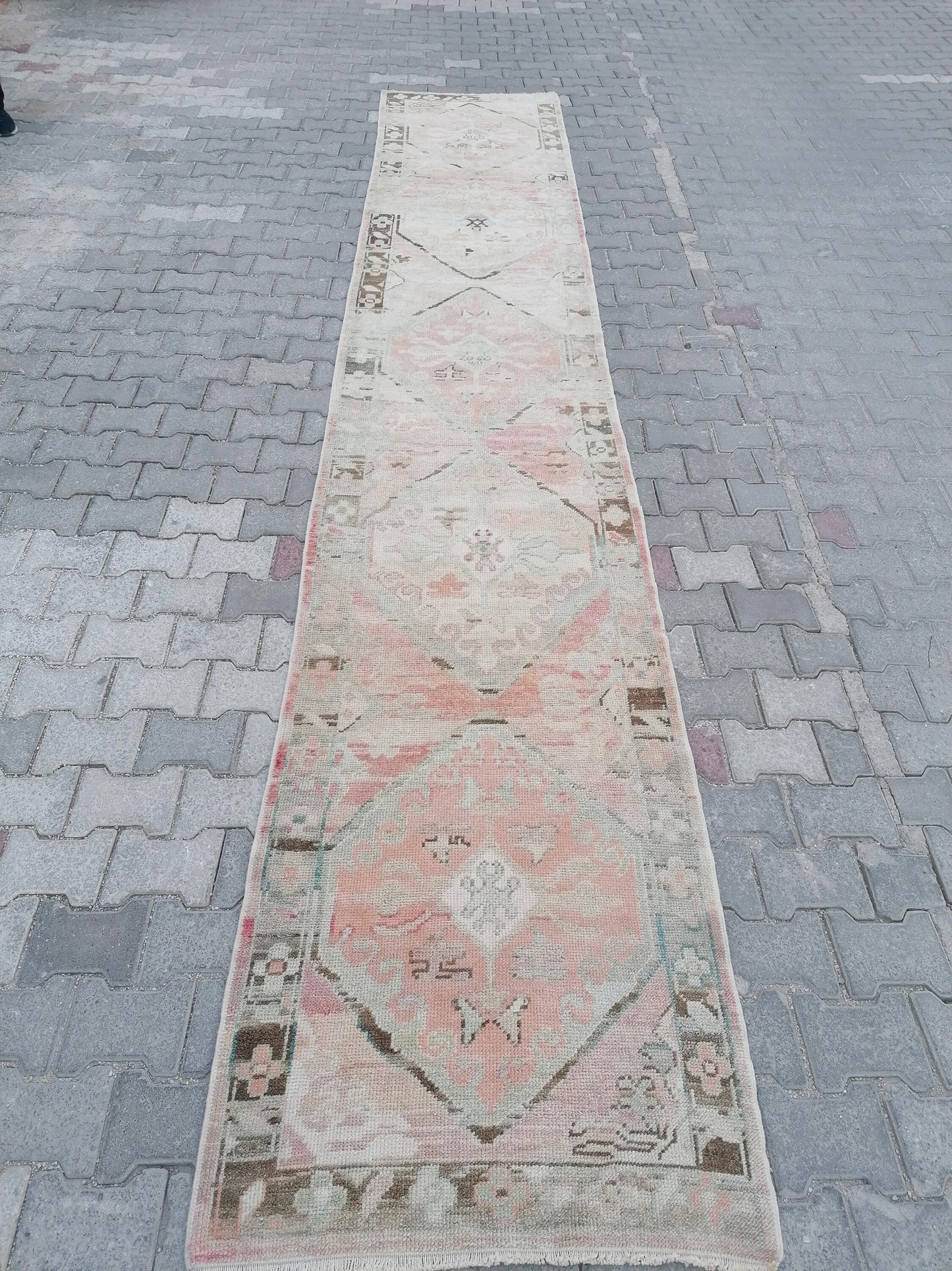 Oushak runner rug 2'11x16'8 turkish new production oushak runner rug vintage runner rug, hallway runner  kitchen runner, handmade wool rugs