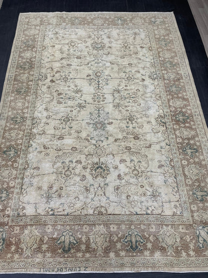 Distressed RUG Vintage Rug 7.5 x 10.8 Vintage Persian Rug Muted Wool Oriental Rug Blue Hand Made Rugs Blue Distressed Turkish Antique Rug