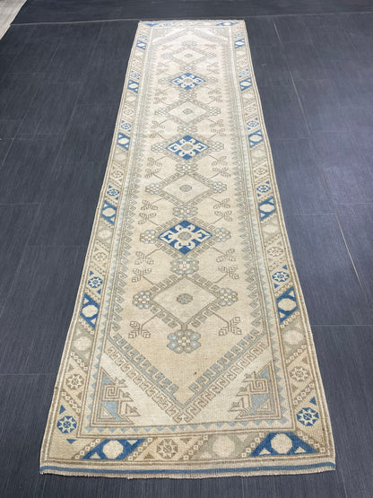 Muted Vintage Runner Rug Hallway 2.5 x 9.3 Runner Rug Kitchen Rug Runner Wool Runner Rug Oushak Runner Rug Turkish Runner Medium Wool Pile