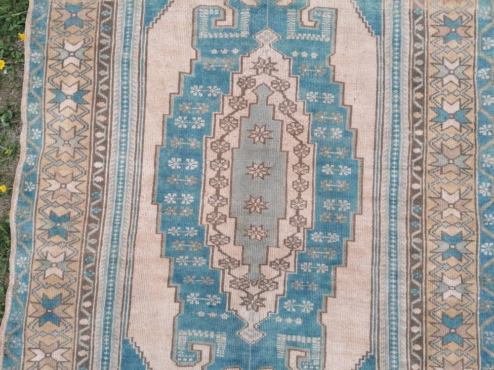 Vintage rug, turkish vintage oushak rug 4'7x9 hand made wool rug, boho floor rug