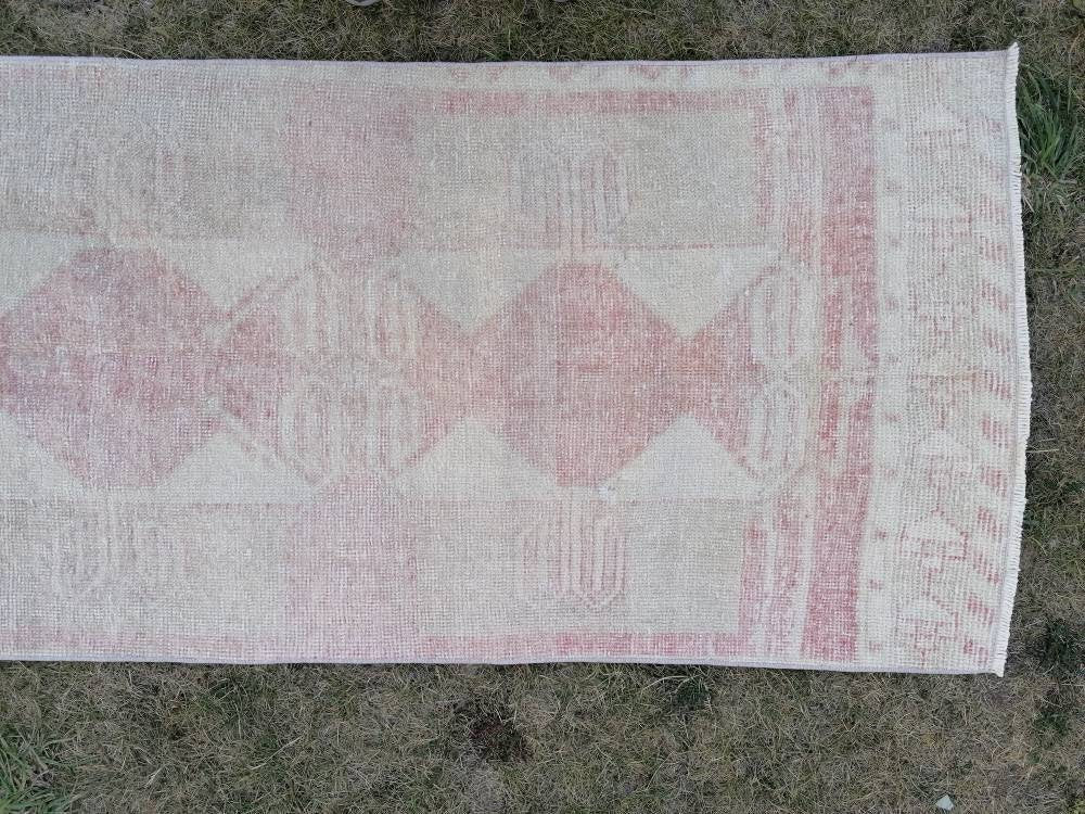 Muted vintage runner rug 2'8x 11'7 vintage oriental kurdish runner rug