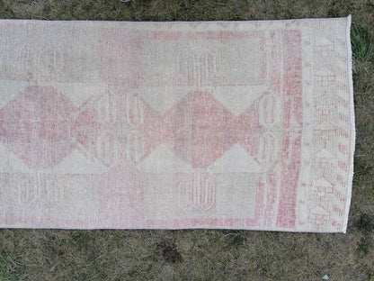 Muted vintage runner rug 2'8x 11'7 vintage oriental kurdish runner rug