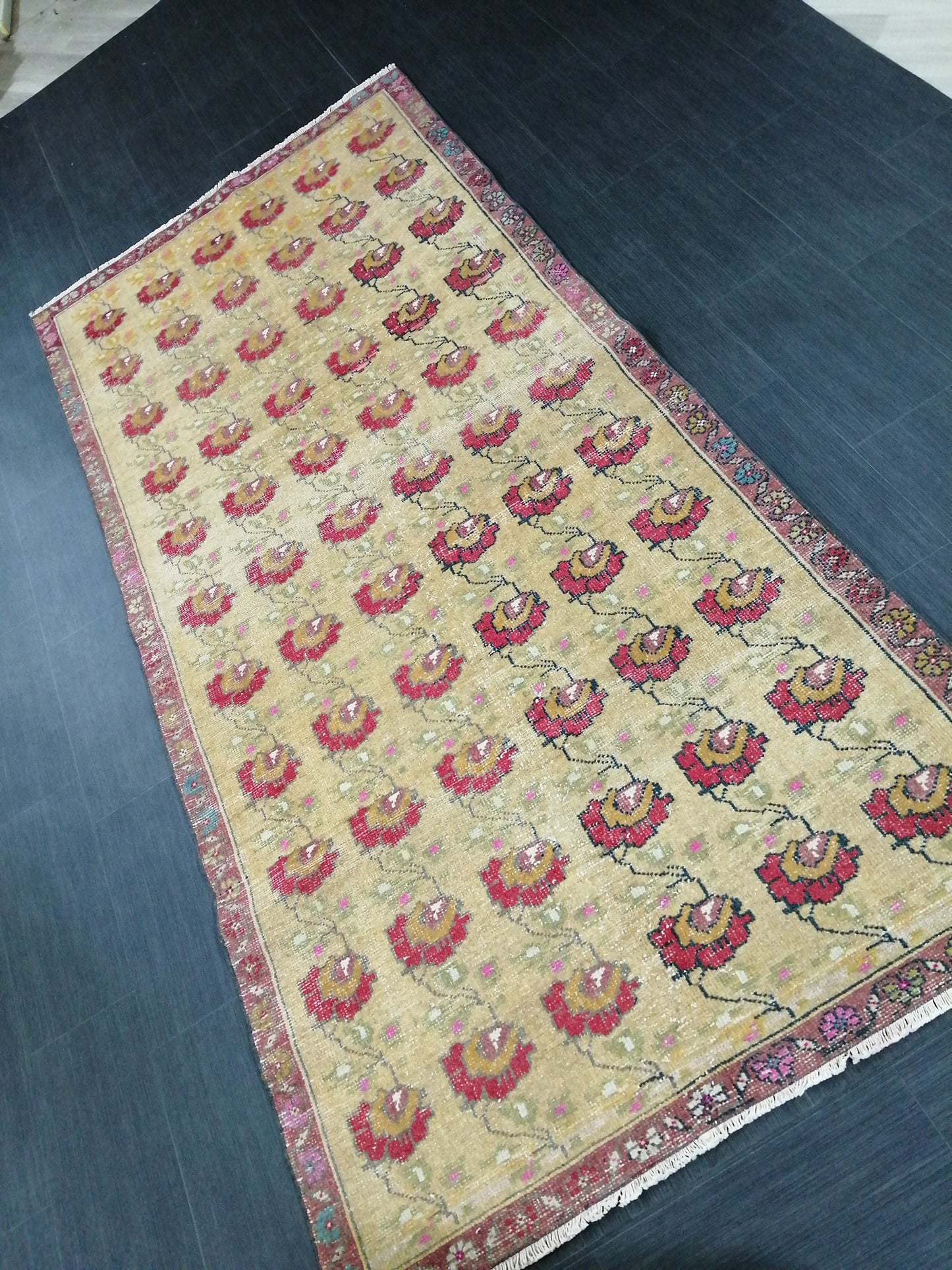 4x9 FLORAL WOOL Rugs, Hand Made Rug, Oushak Rug, Rustic Rug, Bohemian Rug, Rug Runner, Turkish Rug, Farmhouse Rug, Vintage Rug, Wool rug