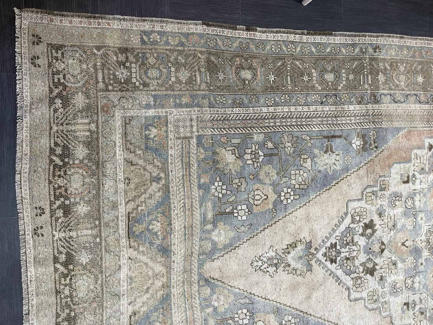 Wool TURKISH Rug, Muted Handmade 6.7 x 12.5 Rug, Hand Knotted Rug, Oushak Rug, Vintage Oriental Rug, Muted Persian Rug, Anatolian Rug