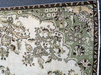 10 x 6.6 Green OUSHAK RUG TURKISH Oushak Rug Vintage Oushak Runner Rug Vintage Runner Rug Wool Oushak Rug Hand Made Rugs Vintage Turkish Rug