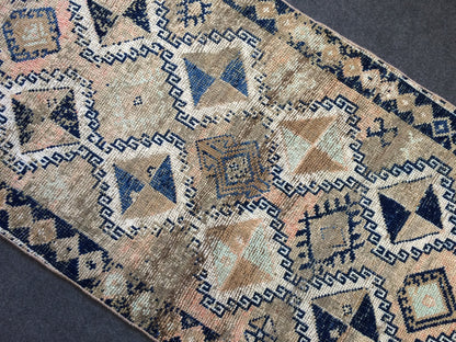 Old Turkish Rug, Oushak Rug, Wool Oriental Blue Rug, Oushak Runner Rugs, Farmhouse Rug, Vintage Rug, Vintage Rug, Hand Made Rug