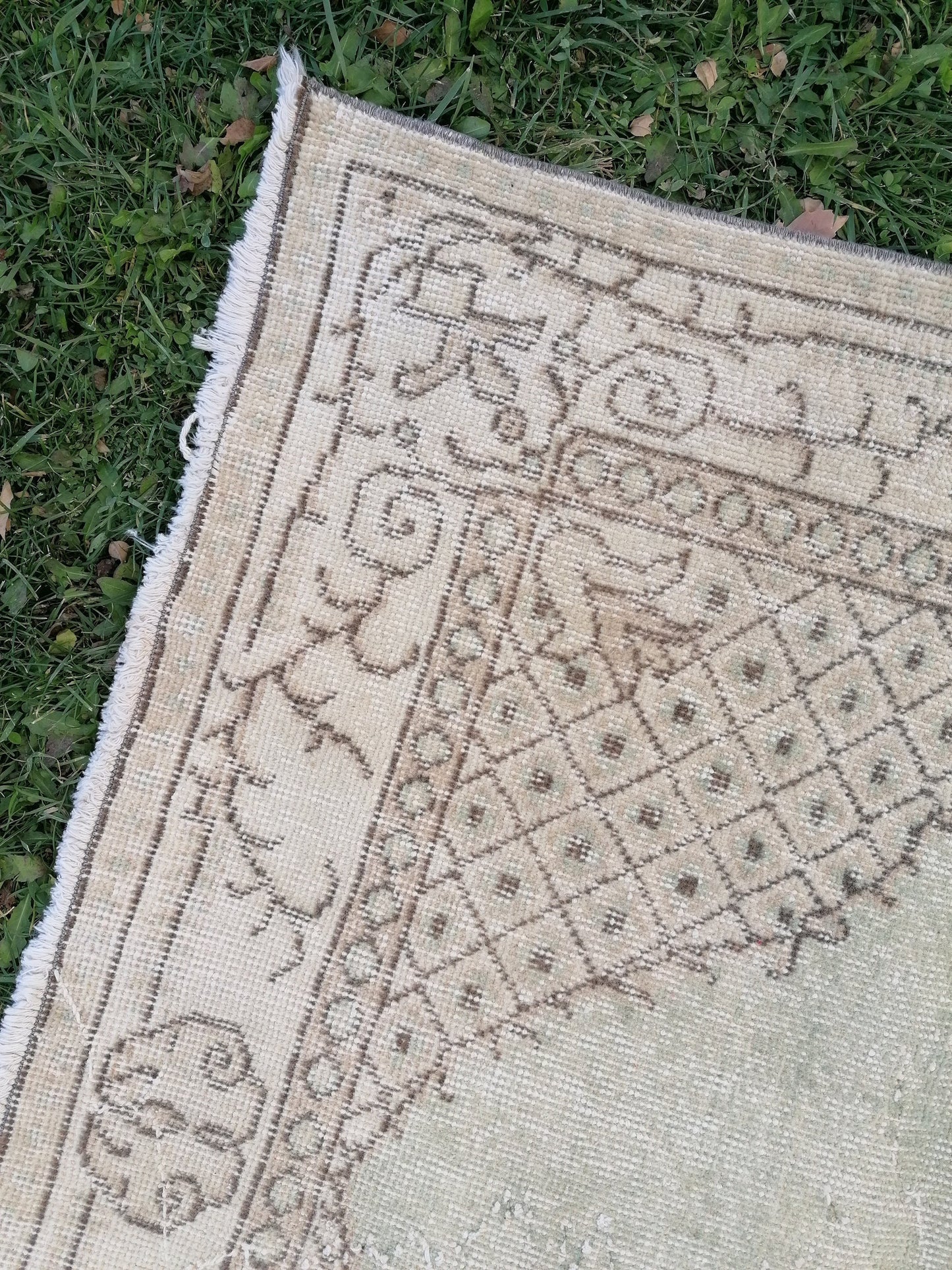 6'8x3'10 muted vintage rug, turkısh rug, oushak turkısh rug, kıtchen rug,wool area rug,kıtchen oushak rug