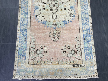 Handmade Oushak 3.2 x 6.8 Rug Handmade Rug Turkish Rug Hand Knotted Rug Muted Turkish Rug, Farmhouse Rug, Vintage Rug, Wool rug