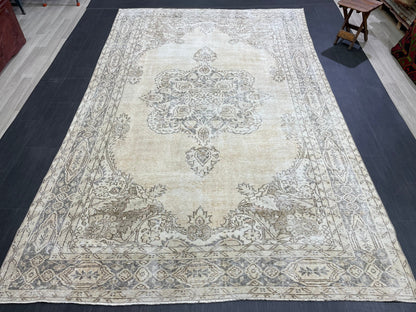 Muted Persian RUG 6.6 x 10.5 Turkish Oushak Rug Vintage Antique Rug Vintage Rug Wool Muted Oriental Rug Handmade Rug Hand Knotted Rug