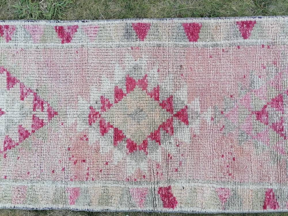 Vintage turkish runner rug, hallway runner rug, vintage runner rug 2'7x11'6 turkish hand made wool rug, kitchen rug, hallway runner rug,