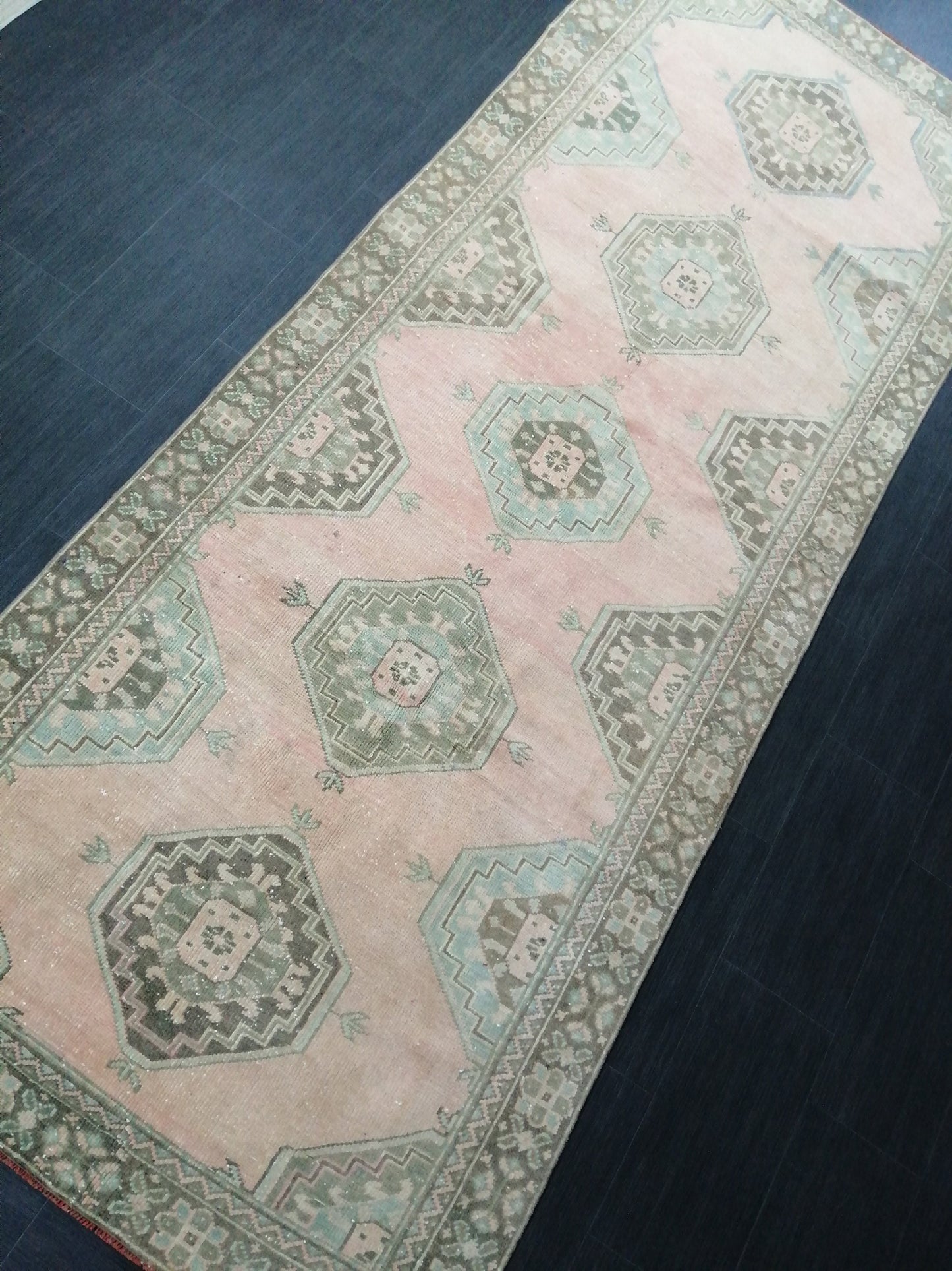 Oushak Runner Rug 10.4 x 4 Vintage Runner Rug Hallway Runner Rug Kitchen Runner Rug Wool Runner Rug Wool Oushak Rug