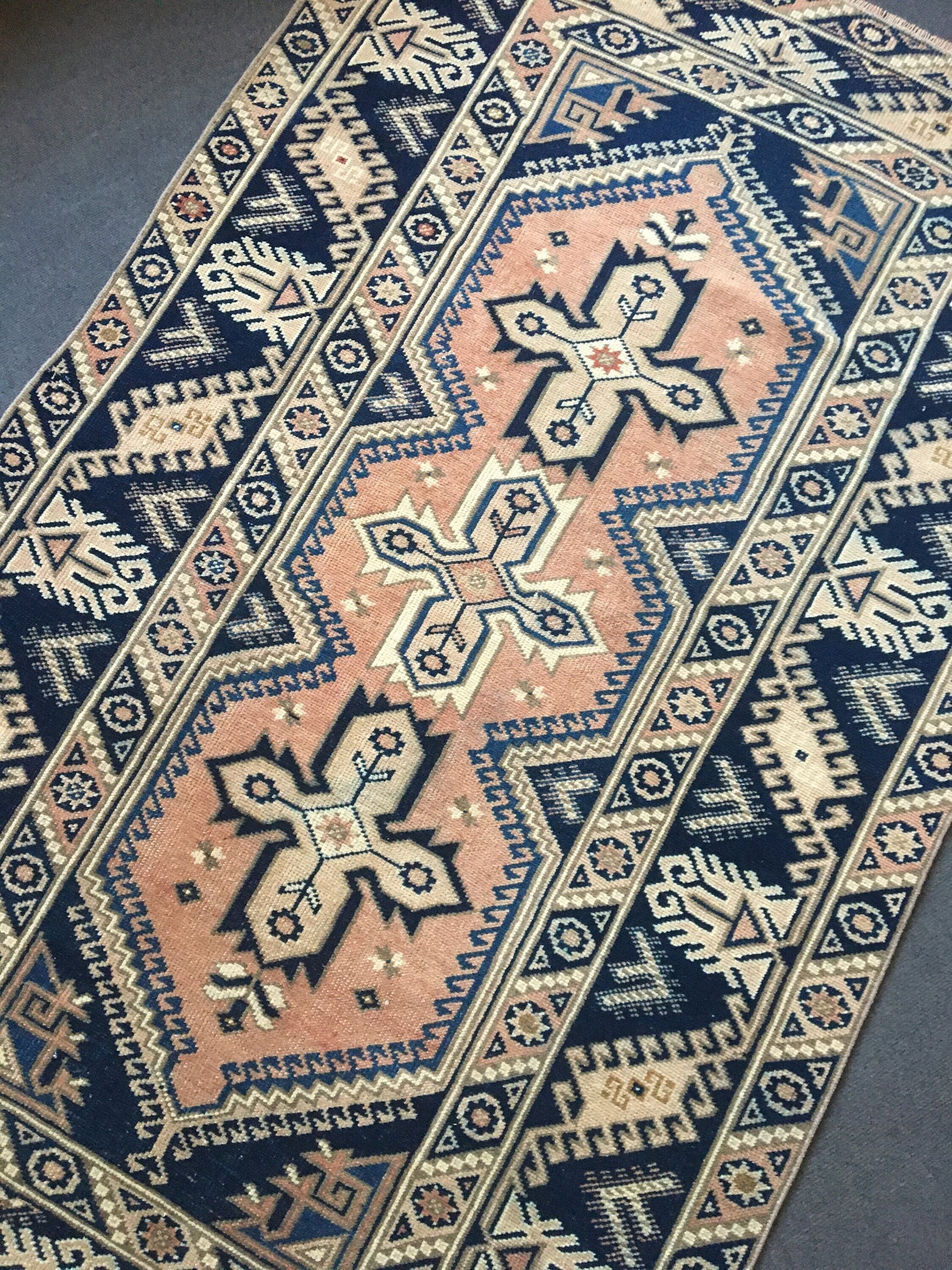 4x6 feet wool blue oushak bathroom floor rug, turkish anatolian large bedroom rug, vintage kitchen area rug, wide dining room rug, muted rug