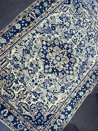 Persian Rug, Vintage 4.5 x 6.5 Rug, Navy Hand Knotted Rug, HANDMADE Rug, Vintage Turkish Rug, Oushak Rug, Oriental Rug, Wool Rug