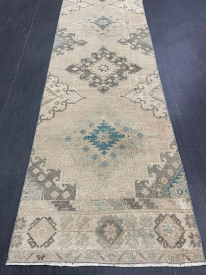 Muted Vintage Runner Rug Persian Runner Rug 2.8 x 11.2 Hallway Runner Rug Turkish Runner Kitchen Runner Rug Antique Wool Oriental Runner