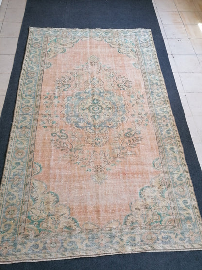 5'10x9'2  vintage turkish rug, large oushak rug, living room rug, vintage hand made rug, bohemian rug, kitchen rug