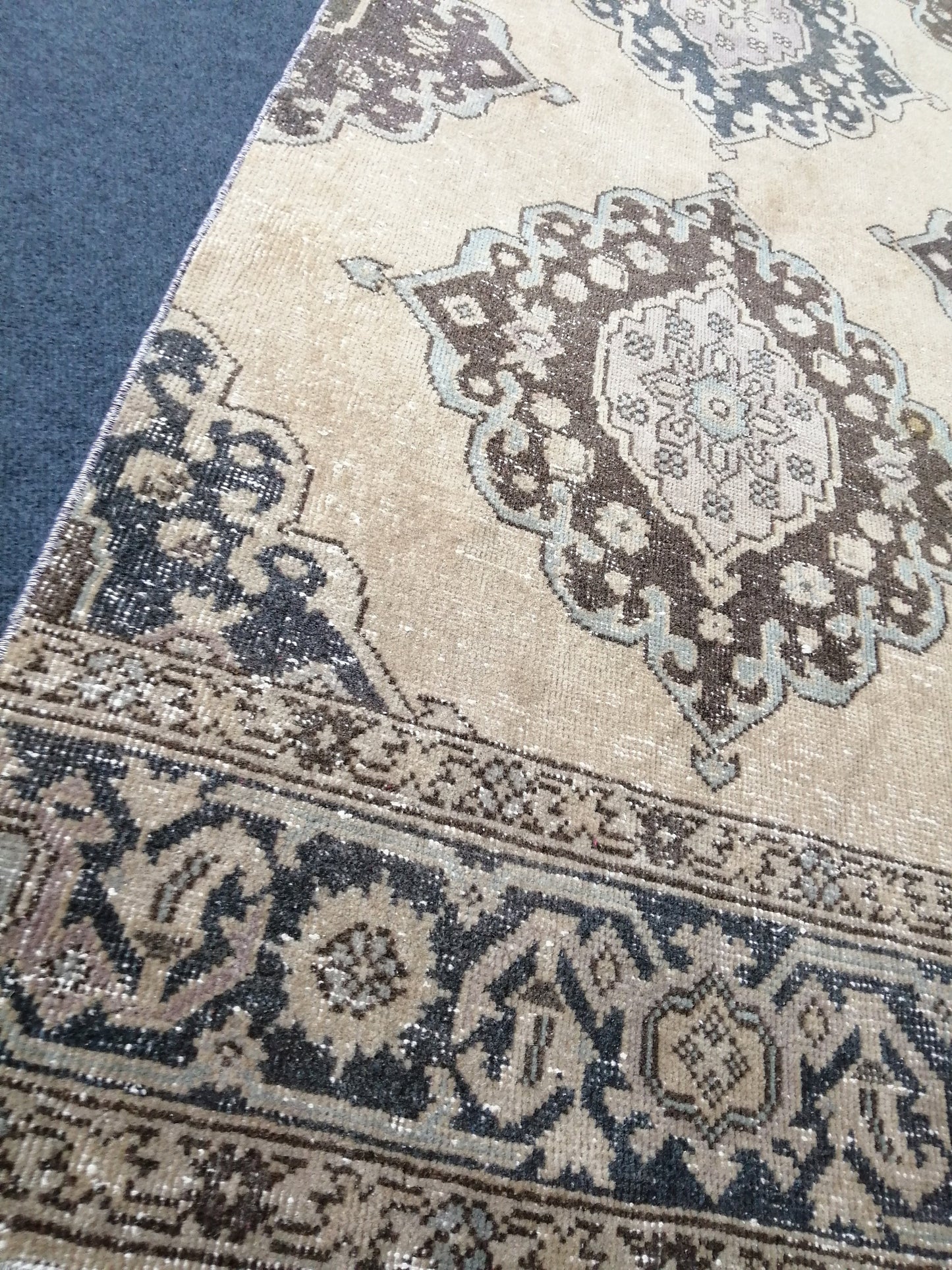 13.7 x 2.8 Vintage Oushak Runner Rug Turkish Runner Rug Vintage Runner Rug Hallway Runner Rug Kitchen Runner Rug Wool Runner Rug Wool Oushak